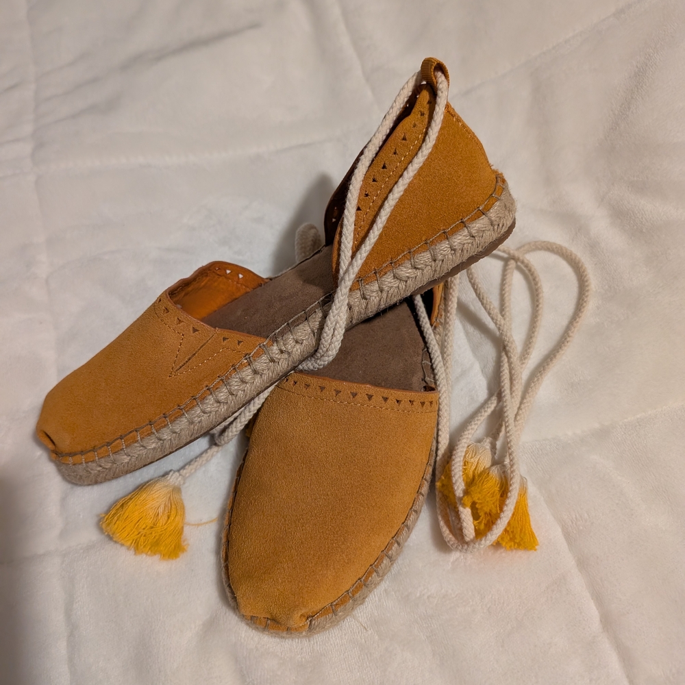 Toms Mustard Suede Espadrilles